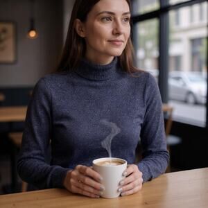 RSVP TALBOTS Glittery Ribbed Turtleneck Sweater Black Womens Medium Petite MP